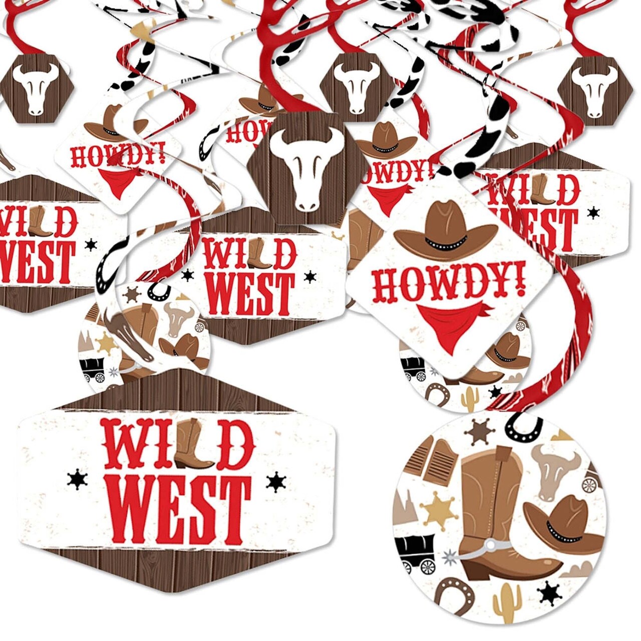 Big Dot of Happiness Western Hoedown - Wild West Cowboy Party Hanging Decor - Party Decoration Swirls - Set of 40